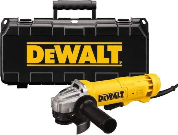 DeWALT - 4-1/2" Wheel Diam, 11,000 RPM, Corded Angle & Disc Grinder - 5/8-11 Spindle, 120 Volts, 11 Amps - Caliber Tooling