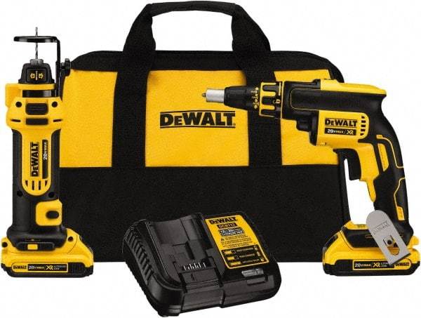 DeWALT - 20 Volt Cordless Tool Combination Kit - Includes Brushless Screwgun & Drywall Cutout Tool, Lithium-Ion Battery Included - Caliber Tooling