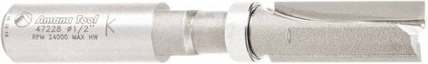 Amana Tool - 1/2" Cut Diam, 1-1/4" Length of Cut, 2 Flute Flush Trim Edge Profile Router Bit - Carbide-Tipped, 1/2" Shank Diam, 1" Shank Length, 3-1/2" OAL, Uncoated - Caliber Tooling