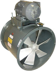 Americraft - 3 hp 24" TEFC Wet Location Belt Drive Tube Axial Duct Fan - 10,500 CFM at 0 Static Pressure, 1,725 RPM, Three Phase - Caliber Tooling