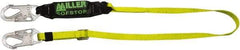 Miller - 6' Long, 310 Lb Capacity, 1 Leg Locking Snap Hook Harness Shock Absorbing Lanyard - 1-1/2" Diam, Polyester Webbing, Locking Snap Hook Anchorage Connection - Caliber Tooling