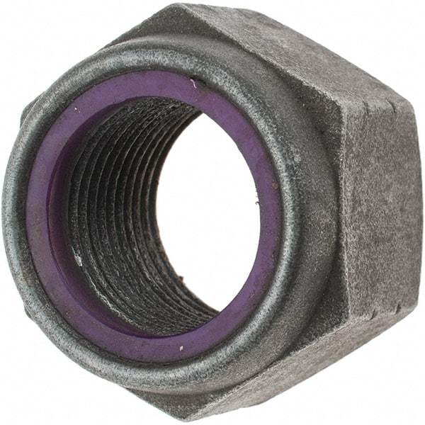 Value Collection - 1-1/8 - 12 UNF Grade 8 Hex Lock Nut with Nylon Insert - 1-5/8" Width Across Flats, 1-11/64" High, Uncoated - Caliber Tooling