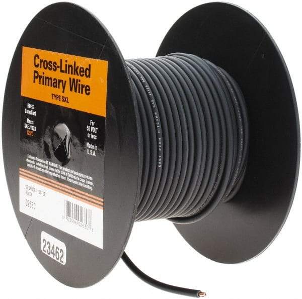 EastPenn - 12 AWG Automotive Cross-Linked Polyethylene Wire - 100' Long, Black - Caliber Tooling