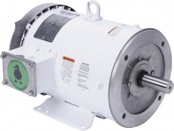 Leeson - 5 Max hp, 1,800 Max RPM, Premium Efficient Electric AC DC Motor - 230/460 V Input, Three Phase, 184TC Frame, C-Face with Base Mount, TEFC Enclosure - Caliber Tooling