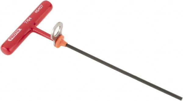 Proto - 7/64" Hex, Tethered T-Handle Cushion Grip, Hex Key - 6" OAL, Alloy Steel, Inch System of Measurement - Caliber Tooling