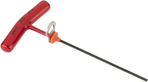 Proto - 3/32" Hex, Tethered T-Handle Cushion Grip, Hex Key - 6" OAL, Alloy Steel, Inch System of Measurement - Caliber Tooling