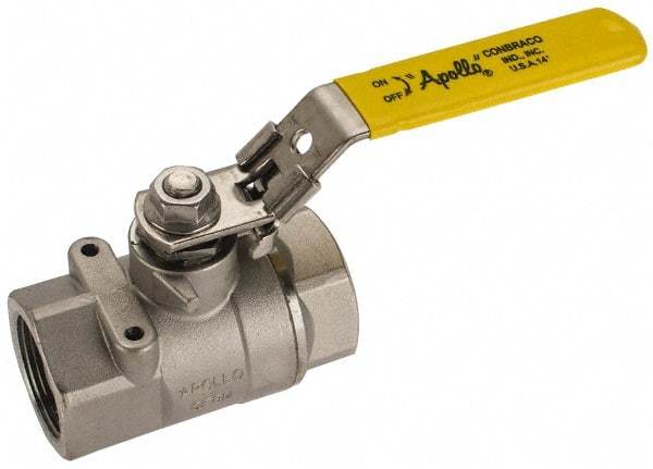 Apollo - 1-1/4" Pipe, Standard Port, Stainless Steel Standard Ball Valve - 2 Piece, NPT Ends, Locking Lever Handle, 600 WOG, 150 WSP - Caliber Tooling