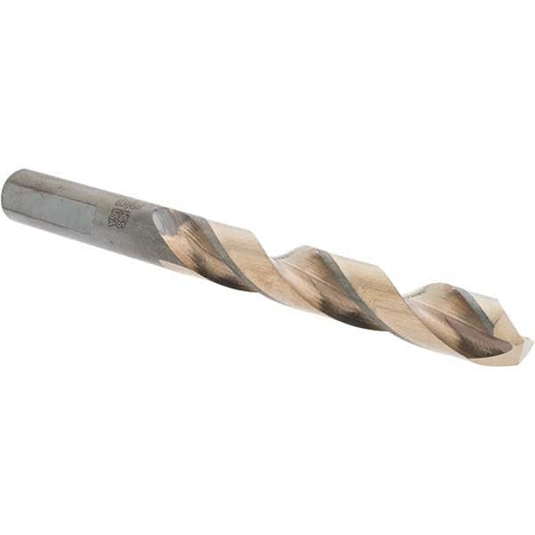 Mechanics Drill Bit: 3/8″ Dia, 135 ™, High Speed Steel, Weldon Shank, Split Point Oxide Finish, 4-1/4″ OAL, RH Cut