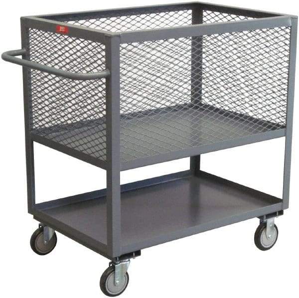 Jamco - 1,200 Lb Capacity, 2 Shelf, 4-Sided Steel Shelf Truck - 18" Long x 36" Wide x 44" High, 8" Diam Wheels - Caliber Tooling