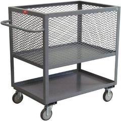 Jamco - 1,200 Lb Capacity, 2 Shelf, 4-Sided Steel Shelf Truck - 24" Long x 36" Wide x 44" High, 8" Diam Wheels - Caliber Tooling