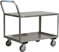 Jamco - 1,200 Lb Capacity, 36" Wide x 24" Long x 27" High Service Cart - 2 Shelf, Stainless Steel, 2 Rigid/2 Swivel Casters - Caliber Tooling