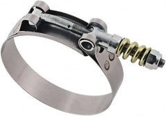 IDEAL TRIDON - 3-1/2 to 3-13/16" Hose, 3/4" Wide, T-Bolt Spring Loaded Clamp - 3-1/2 to 3-13/16" Diam, Stainless Steel - Caliber Tooling