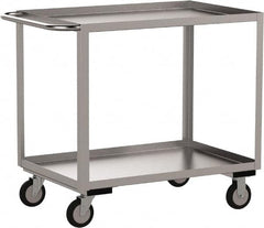 Jamco - 1,200 Lb Capacity, 18" Wide x 30" Long x 35" High Service Cart - 2 Shelf, Stainless Steel, 2 Rigid/2 Swivel Casters - Caliber Tooling