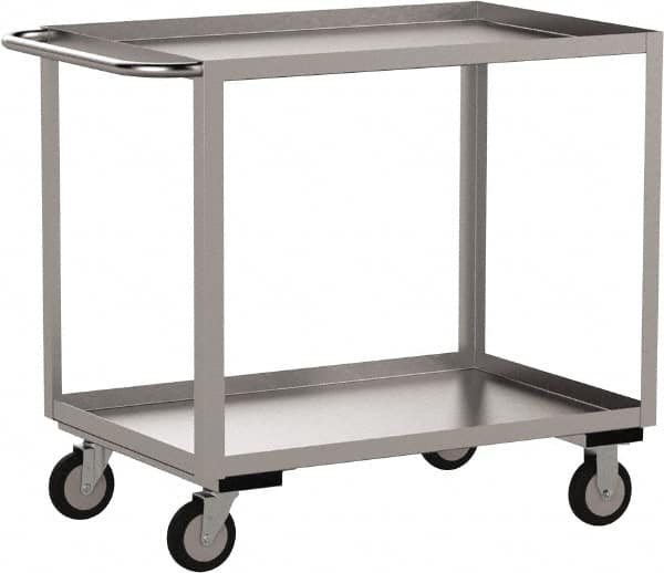 Jamco - 1,200 Lb Capacity, 36" Wide x 18" Long x 35" High Shelf Cart - 2 Shelf, Stainless Steel, 2 Rigid/2 Swivel Casters - Caliber Tooling