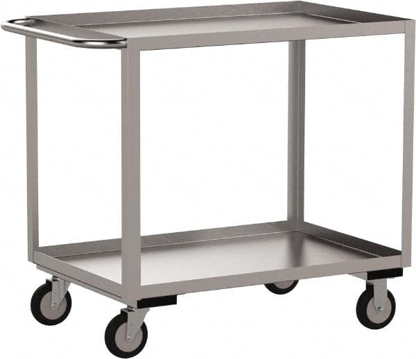 Jamco - 1,200 Lb Capacity, 36" Wide x 24" Long x 35" High Shelf Cart - 2 Shelf, Stainless Steel, 2 Rigid/2 Swivel Casters - Caliber Tooling