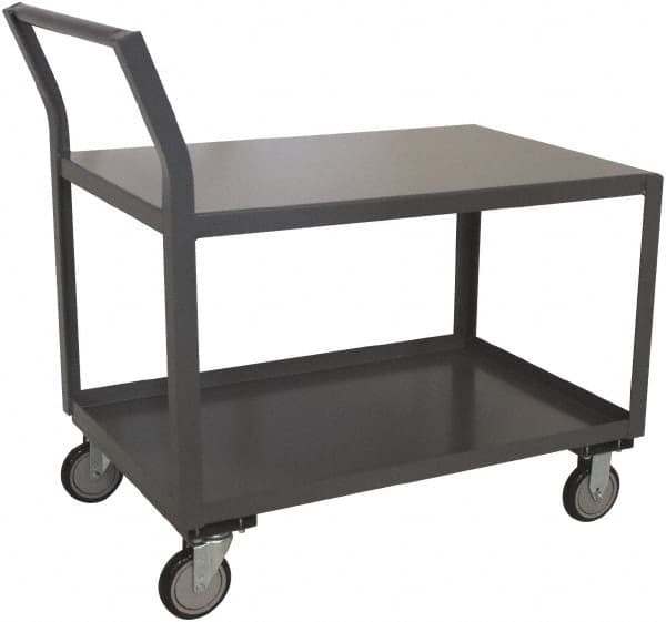 Jamco - 1,200 Lb Capacity, 18" Wide x 24" Long x 27" High Shelf Cart - 2 Shelf, Steel, 2 Rigid/2 Swivel Casters - Caliber Tooling