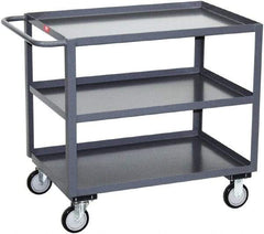 Jamco - 1,200 Lb Capacity, 30" Wide x 36" Long x 35" High Service Cart - 3 Shelf, Steel, 2 Rigid/2 Swivel Casters - Caliber Tooling