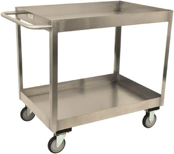 Jamco - 1,200 Lb Capacity, 18" Wide x 30" Long x 35" High Shelf Cart - 2 Shelf, Stainless Steel, 2 Rigid/2 Swivel Casters - Caliber Tooling