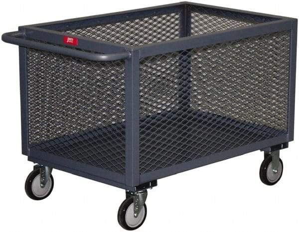 Jamco - 1,200 Lb Capacity, 1 Shelf, 4-Sided Steel Mesh Stock Truck - 24" Long x 36" Wide x 31" High, 8" Diam Wheels - Caliber Tooling