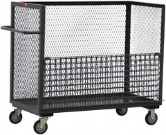 Jamco - 1,200 Lb Capacity, 1 Shelf, 3-Sided Steel Mesh Stock Truck - 24" Long x 48" Wide x 48" High, 8" Diam Wheels - Caliber Tooling