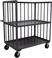 Jamco - 3,000 Lb Capacity, 2 Shelf, 3-Sided Steel Truck - 36" Long x 72" Wide x 57" High, 6" Diam Phenolic Wheels - Caliber Tooling