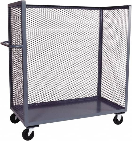 Jamco - 2,000 Lb Capacity, 1 Shelf, 3-Sided Steel Truck - 60" Long x 30" Wide x 57" High, 6" Diam Phenolic Resin Wheels - Caliber Tooling