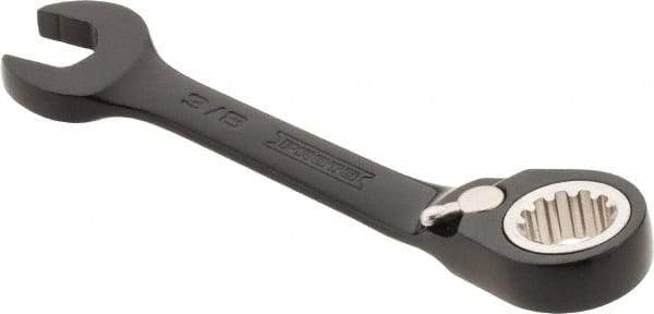 Proto - 3/8" 12 Point Offset Combination Wrench - 15° Offset Angle, 3-3/4" OAL, Steel, Black Chrome Finish - Caliber Tooling