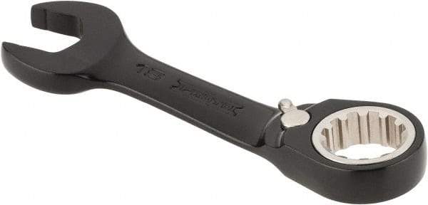 Proto - 18mm 12 Point Offset Combination Wrench - 15° Offset Angle, 5-5/32" OAL, Steel, Black Chrome Finish - Caliber Tooling