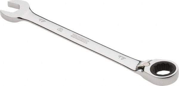 Proto - 17mm 12 Point Combination Wrench - 0° Offset Angle, 8-7/8" OAL, Steel, Chrome Finish - Caliber Tooling