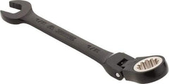 Proto - 1/2" 12 Point Flexhead Combination Wrench - 15° Offset Angle, 6" OAL, Steel, Black Chrome Finish - Caliber Tooling