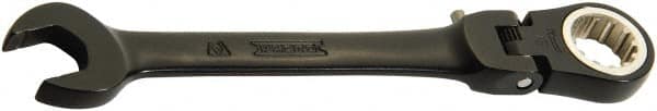 Proto - 5/16" 12 Point Flexhead Combination Wrench - 15° Offset Angle, 5" OAL, Steel, Black Chrome Finish - Caliber Tooling