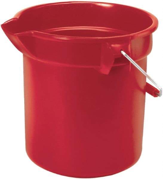 Rubbermaid - 14 Qt, 285.75mm High, High-Density Polyethylene Round Red Single Pail with Pour Spout - Handle Included, 12" Top Diam - Caliber Tooling