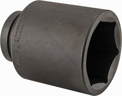 Proto - 1" Drive 75mm Deep Impact Socket - 6 Points, 5-1/4" OAL - Caliber Tooling