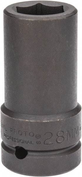 Proto - 1" Drive 28mm Deep Impact Socket - 6 Points, 4" OAL - Caliber Tooling