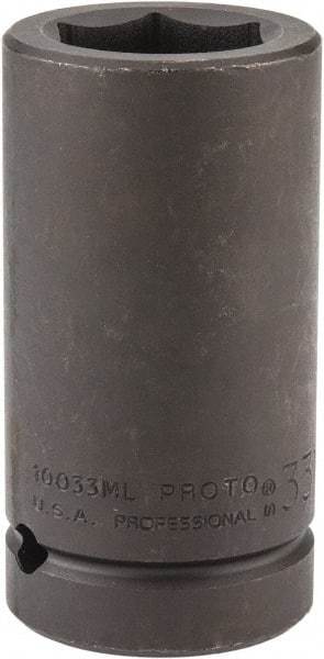 Proto - 1" Drive 33mm Deep Impact Socket - 6 Points, 4" OAL - Caliber Tooling