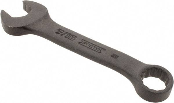 Proto - 7/16" 12 Point Offset Combination Wrench - 15° Offset Angle, 4-1/16" OAL, Steel, Black Finish - Caliber Tooling