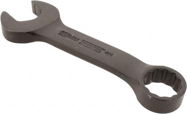 Proto - 18mm 12 Point Offset Combination Wrench - 15° Offset Angle, 5-1/4" OAL, Steel, Black Finish - Caliber Tooling