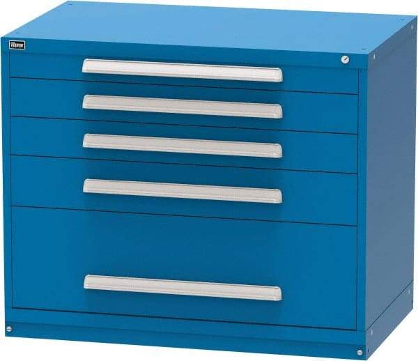 Vidmar - 5 Drawer, Modular Storage Cabinet - Steel, 30" Wide x 27-3/4" Deep x 37" High, Blue - Caliber Tooling