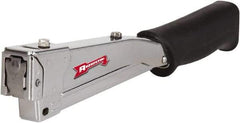 Arrow - Manual Hammer Tacker - 1/4, 5/16, 3/8" Staples, 82 Lb Capacity, Chrome & Black, Chrome Plated Steel - Caliber Tooling