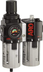 ARO/Ingersoll-Rand - 1/2" NPT Port Standard 2 Piece Filter/Regulator-Lubricator FRL Unit - Polycarbonate Bowl, 120 SCFM, 150 Max psi, 9.95" High x 5.724" Long, Automatic Drain - Caliber Tooling