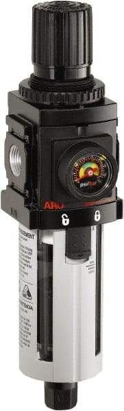 ARO/Ingersoll-Rand - 1/4" NPT Port Compact 1 Piece Filter/Regulator FRL Unit - Polycarbonate Bowl, 72 SCFM, 150 Max psi, 916" High x 2.205" Long, Automatic Drain - Caliber Tooling