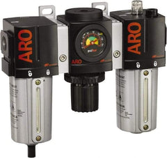 ARO/Ingersoll-Rand - 3/4" NPT Port Standard 3 Piece Filter-Regulator-Lubricator FRL Unit - Metal Bowl, 171 SCFM, 250 Max psi, 7.9" High x 8.693" Long, Manual Drain - Caliber Tooling