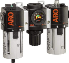 ARO/Ingersoll-Rand - 3/8" NPT Port Standard 3 Piece Filter-Regulator-Lubricator FRL Unit - Polycarbonate Bowl, 99 SCFM, 150 Max psi, 7.7" High x 8.693" Long, Manual Drain - Caliber Tooling