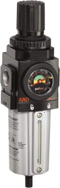 ARO/Ingersoll-Rand - 3/4" NPT Port Standard 1 Piece Filter/Regulator FRL Unit - Metal Bowl, 173 SCFM, 250 Max psi, 1039" High x 2.756" Long, Manual Drain - Caliber Tooling