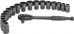 Crescent - 20 Piece 3/8" Drive Socket Set - 12 Points, 3/8" to 7/8" (10mm to 19mm) Range, Inch/Metric Measurement Standard - Caliber Tooling