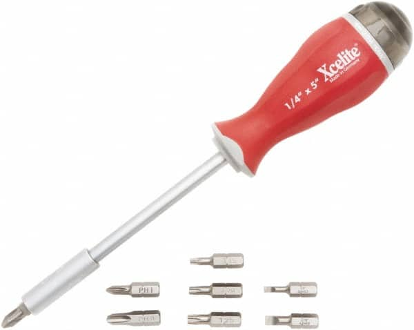 Xcelite - 8-in-1 Bit Screwdriver - Slotted, Phillips, Torx, Ergonomic - Caliber Tooling