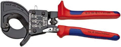 Knipex - 10" OAL, 2" Capacity, Cable Cutter Pliers - Ratchet Head, Comfort Grip Handles, with Spring - Caliber Tooling