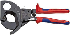 Knipex - 11" OAL, 24 AWG Capacity, Cable Cutter Pliers - Ratchet Head, Comfort Grip Handles, with Spring - Caliber Tooling