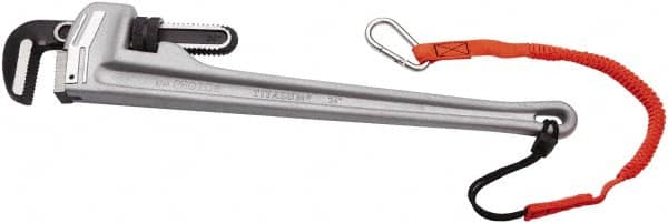 Proto - 12" Aluminum Tethered Straight Pipe Wrench - 2" Pipe Capacity - Caliber Tooling