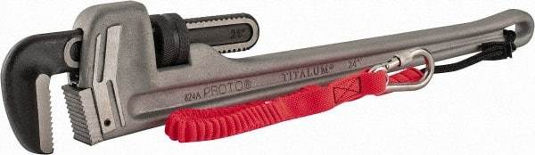 Proto - 24" Aluminum Tethered Straight Pipe Wrench - 4" Pipe Capacity - Caliber Tooling